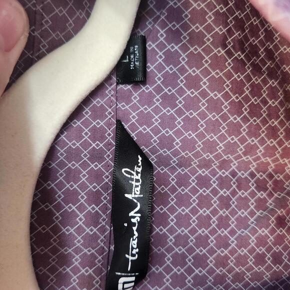 Travis Mathew Men's Short Sleeve Purple Button-Up Shirt -Size Large - Picture 2 of 7